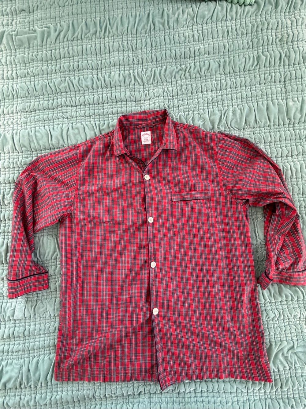Brooks Brothers Red and Green Plaid Pajama Top-Large